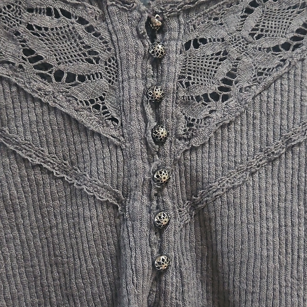 Free People Come On Over Henley Top In Black. - Picture 5 of 8